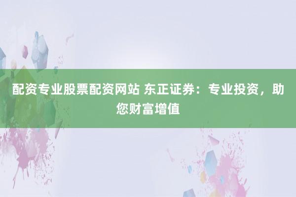 配资专业股票配资网站 东正证券:专业投资,助您财富增值