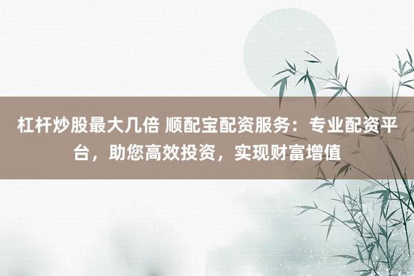 杠杆炒股最大几倍 顺配宝配资服务：专业配资平台，助您高效投资，实现财富增值