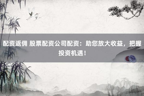 配资返佣 股票配资公司配资：助您放大收益，把握投资机遇！