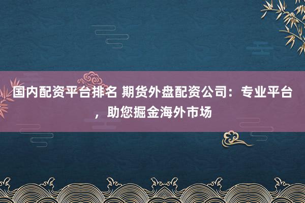 国内配资平台排名 期货外盘配资公司：专业平台，助您掘金海外市场