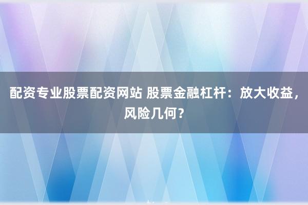 配资专业股票配资网站 股票金融杠杆：放大收益，风险几何？