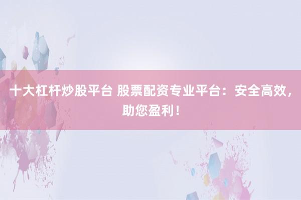 十大杠杆炒股平台 股票配资专业平台：安全高效，助您盈利！