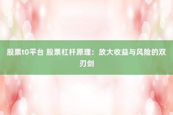 股票t0平台 股票杠杆原理：放大收益与风险的双刃剑