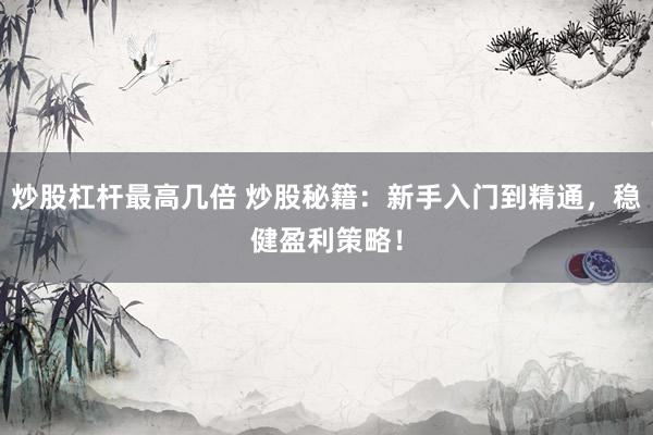 炒股杠杆最高几倍 炒股秘籍：新手入门到精通，稳健盈利策略！