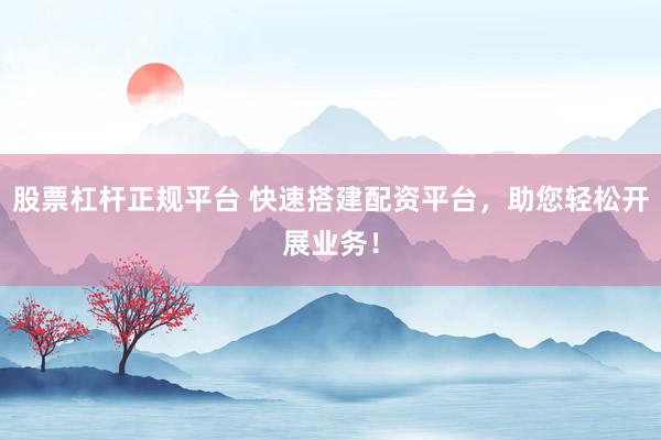 股票杠杆正规平台 快速搭建配资平台，助您轻松开展业务！