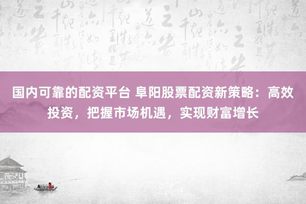 国内可靠的配资平台 阜阳股票配资新策略：高效投资，把握市场机遇，实现财富增长