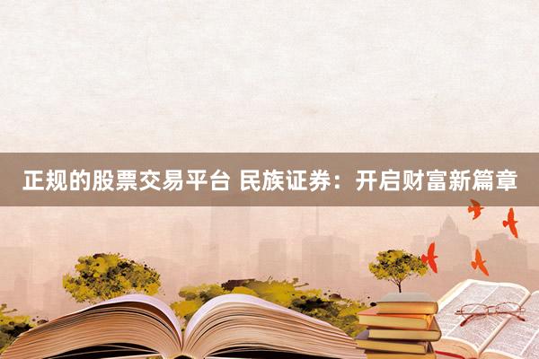 正规的股票交易平台 民族证券：开启财富新篇章