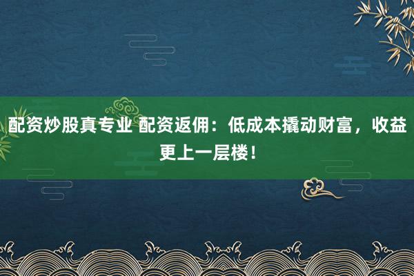 配资炒股真专业 配资返佣：低成本撬动财富，收益更上一层楼！