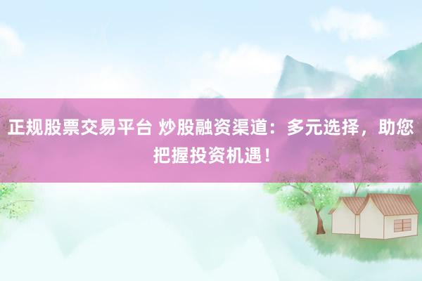 正规股票交易平台 炒股融资渠道：多元选择，助您把握投资机遇！